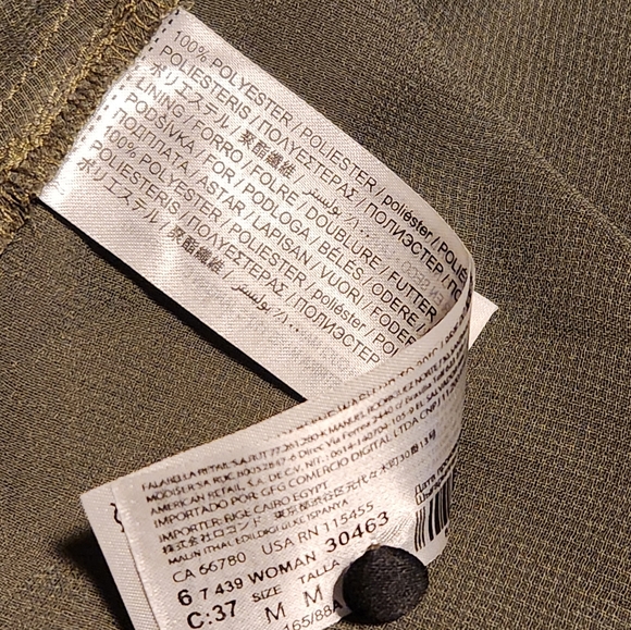 MNG Khaki Green Tie Dye Long Sleeve Tiered Satin Dress Size 6 - Picture 12 of 13